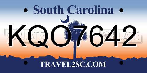 KQO7642 South Carolina License Plate