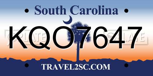KQO7647 South Carolina License Plate