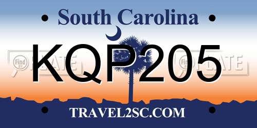 KQP205 South Carolina License Plate