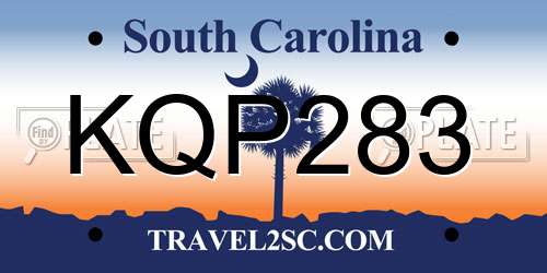 KQP283 South Carolina License Plate