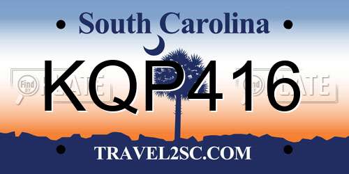 KQP416 South Carolina License Plate