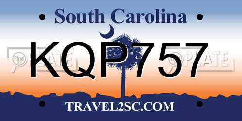 KQP757 South Carolina License Plate