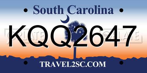 KQQ2647 South Carolina License Plate