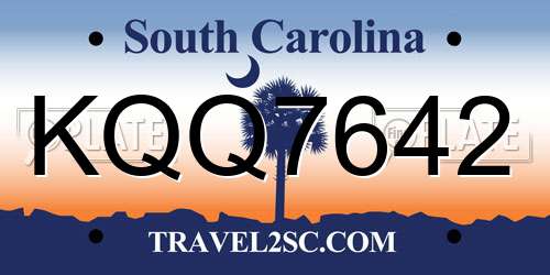 KQQ7642 South Carolina License Plate