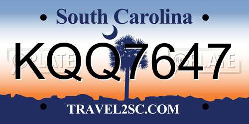 KQQ7647 South Carolina License Plate