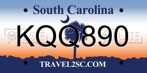 KQQ890 South Carolina License Plate