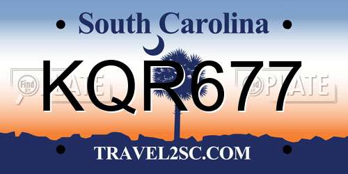 KQR677 South Carolina License Plate