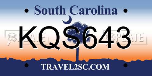 KQS643 South Carolina License Plate