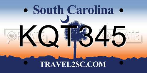 KQT345 South Carolina License Plate