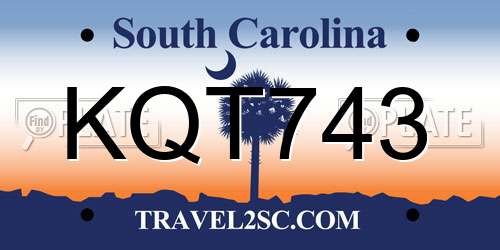 KQT743 South Carolina License Plate