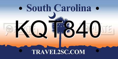 KQT840 South Carolina License Plate