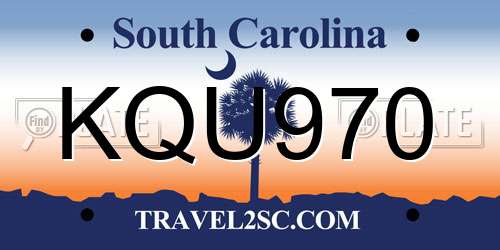 KQU970 South Carolina License Plate