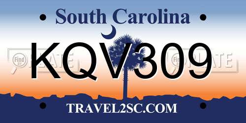 KQV309 South Carolina License Plate