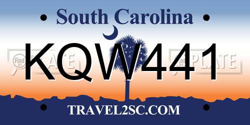 KQW441 South Carolina License Plate