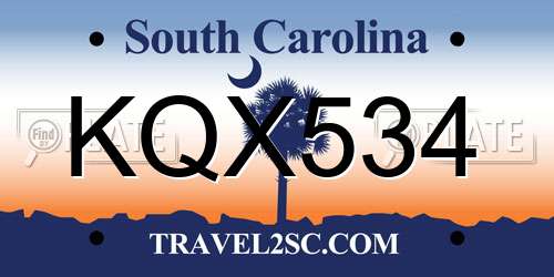 KQX534 South Carolina License Plate