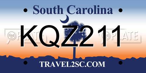 KQZ211 South Carolina License Plate