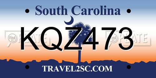 KQZ473 South Carolina License Plate