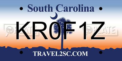 KR0F1Z South Carolina License Plate