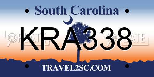 KRA338 South Carolina License Plate