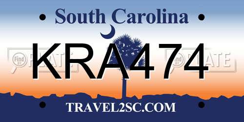 KRA474 South Carolina License Plate