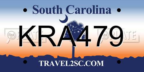 KRA479 South Carolina License Plate