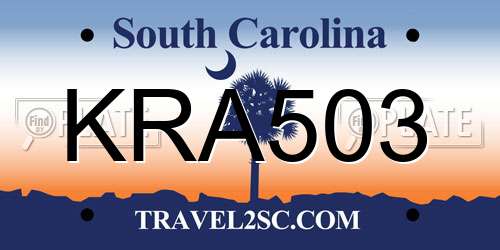 KRA503 South Carolina License Plate
