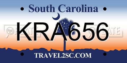 KRA656 South Carolina License Plate