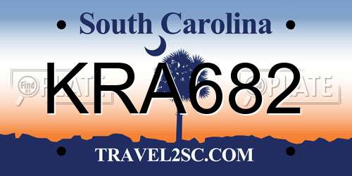 KRA682 South Carolina License Plate
