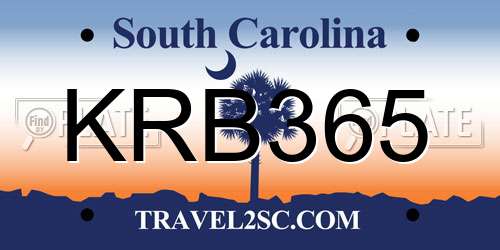 KRB365 South Carolina License Plate