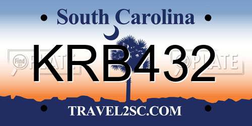 KRB432 South Carolina License Plate