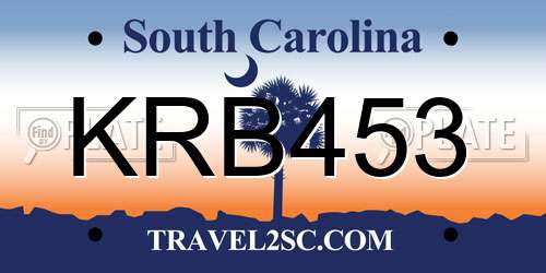 KRB453 South Carolina License Plate