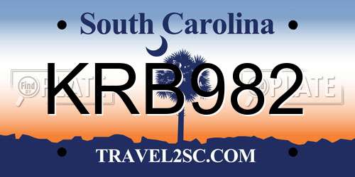 KRB982 South Carolina License Plate