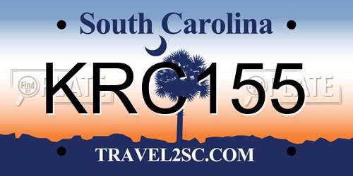 KRC155 South Carolina License Plate