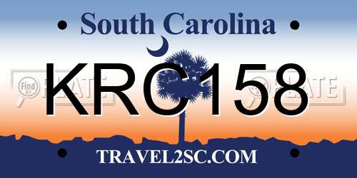 KRC158 South Carolina License Plate