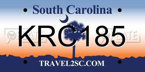 KRC185 South Carolina License Plate