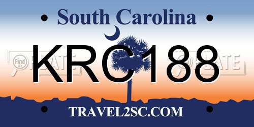 KRC188 South Carolina License Plate