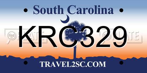 KRC329 South Carolina License Plate