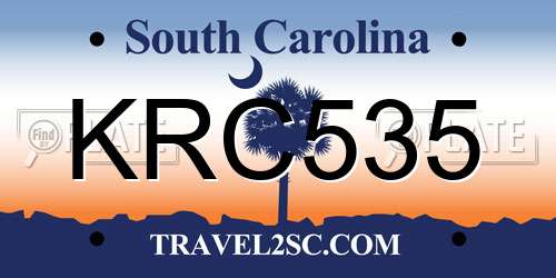 KRC535 South Carolina License Plate