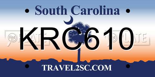 KRC610 South Carolina License Plate