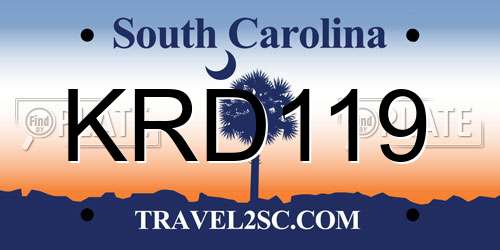 KRD119 South Carolina License Plate