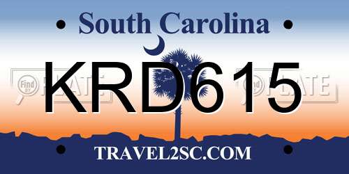 KRD615 South Carolina License Plate