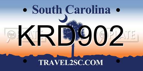 KRD902 South Carolina License Plate