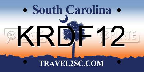 KRDF12 South Carolina License Plate