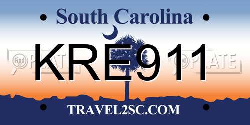 KRE911 South Carolina License Plate