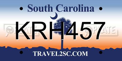 KRH457 South Carolina License Plate
