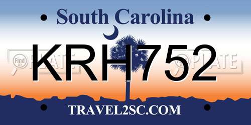 KRH752 South Carolina License Plate