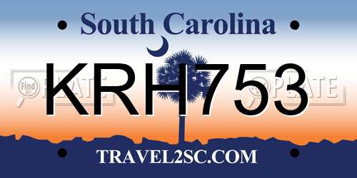 KRH753 South Carolina License Plate