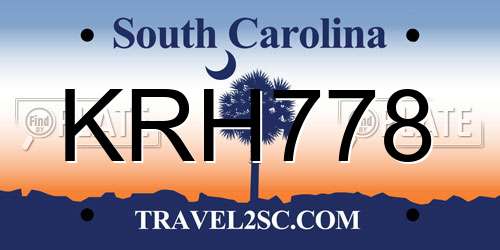 KRH778 South Carolina License Plate