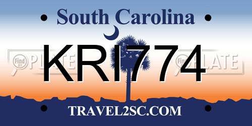 KRI774 South Carolina License Plate