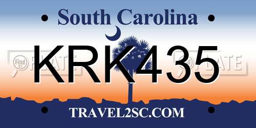 KRK435 South Carolina License Plate